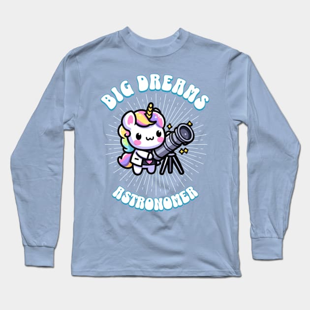 Big Dreams Astronomer Unicorn Ocean Edition Long Sleeve T-Shirt by Pink & Pretty